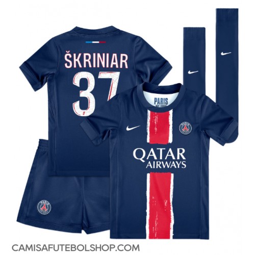 Camisa de time de futebol Paris Saint-Germain Milan Skriniar #37 Replicas 1º Equipamento Infantil 2024-25 Manga Curta (+ Calças curtas)